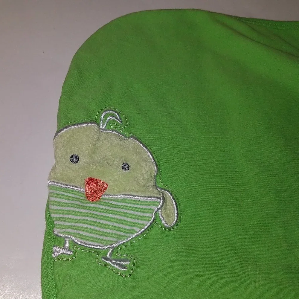 The Children's Place Baby Chick Duck Cotton Blanket Lovey Green White Stripes